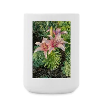 Lily Roses Blossoms - Large Mug 440 ml - white - Front
