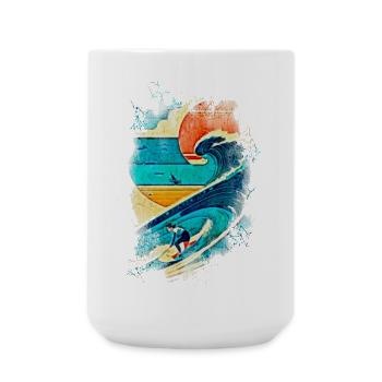 Illustration surfeur sur la vague - Fun Surf - Grande tasse 440 ml - blanc - Devant