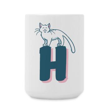 Cat Letter H - Large Mug 440 ml - white - Front