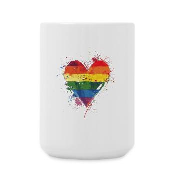Abstract Rainbow Heart with Ink Splatters - Pride - Large Mug 440 ml - white - Front