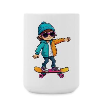 Cool Happy Skateboarding Kid - Grande tasse 440 ml - blanc - Devant