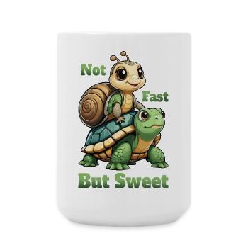 Schildkröte und Schnecke - Große Tasse 440 ml - Weiß - Vorne