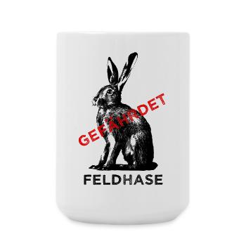 Der Feldhase ist gefährdet. - Große Tasse 440 ml - Weiß - Vorne