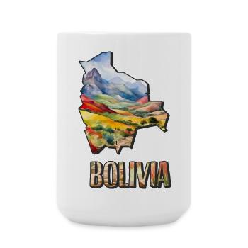 Carte à l’aquarelle Bolivie - Grande tasse 440 ml - blanc - Devant