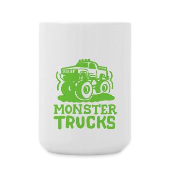 Monstertrucks für Kinder - Große Tasse 440 ml - Weiß - Vorne