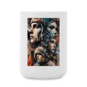 Abstract Cosmic Exploration: Faces of the Future - Large Mug 440 ml - white - Front