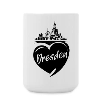 Dresden Herz Frauenkirche Liebe Stadt Osten Symbol - Große Tasse 440 ml - Weiß - Vorne