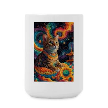 Buddha Cat - Große Tasse 440 ml - Weiß - Vorne