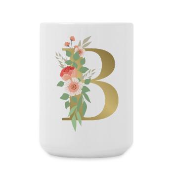 Elegant letter 'B' with flowers - Large Mug 440 ml - white - Front