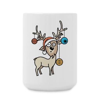 Reindeer comic Christmas funny Christmas tree icon - Large Mug 440 ml - white - Front