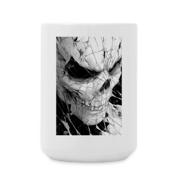Skull Net Black & White - Large Mug 440 ml - white - Front