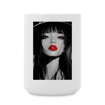 Rotes Lippen Gothic Porträt - Große Tasse 440 ml - Weiß - Vorne