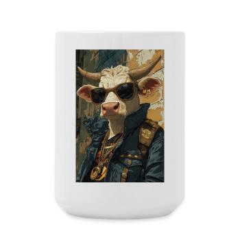 Kuh Streetstyle mit Sonnenbrillen - Große Tasse 440 ml - Weiß - Vorne
