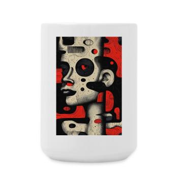 Abstract portrait with red accents - Large Mug 440 ml - white - Front