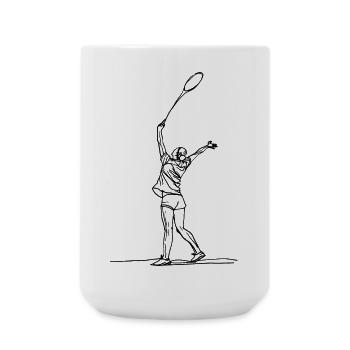 Badminton Player Drawing - Large Mug 440 ml - white - Front