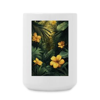 Tropical flowers in the leaf forest - Large Mug 440 ml - white - Front
