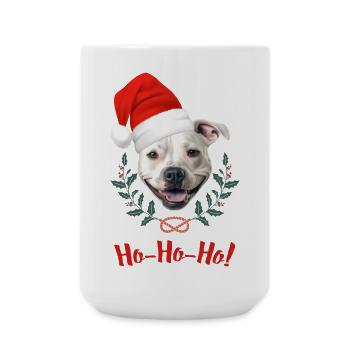 Tête de staffie blanc avec bonnet de père Noël - Grande tasse 440 ml - blanc - Devant