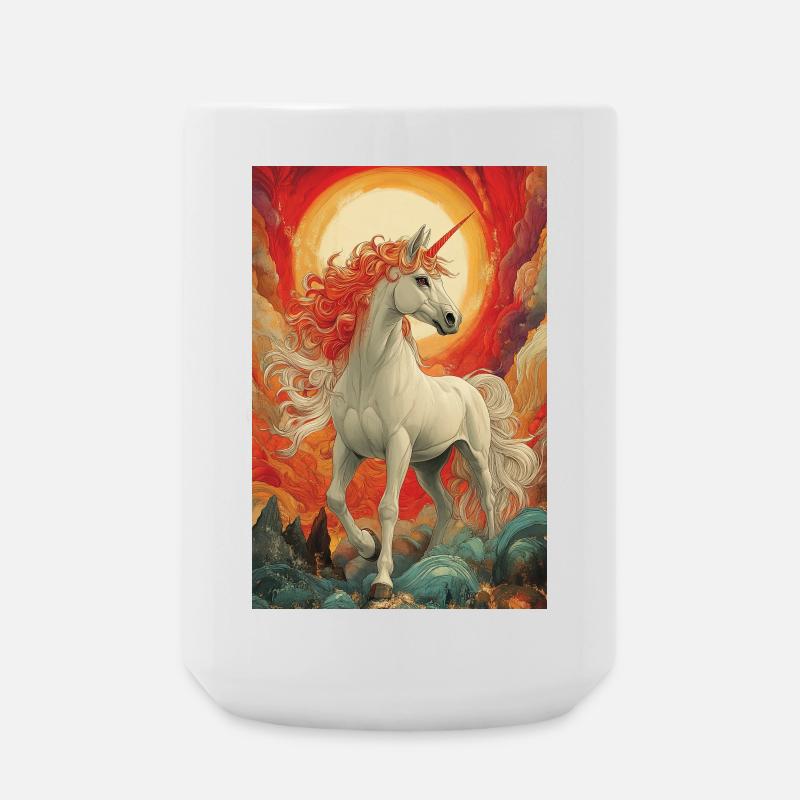 Fire Sky Unicorn - Large Mug 440 ml - white