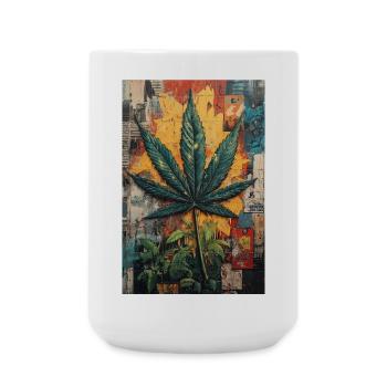 Graffiti Hemp Leaf Wall Art - Large Mug 440 ml - white - Front