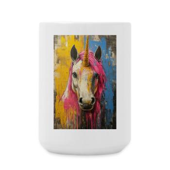 Farbiges Einhornporträt - Große Tasse 440 ml - Weiß - Vorne