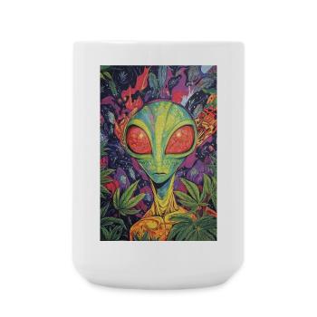 Psychedelischer Alien NeonDschungel - Große Tasse 440 ml - Weiß - Vorne