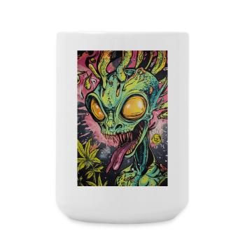 Psychedelic Alien Neon Graffiti - Large Mug 440 ml - white - Front