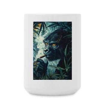 Gorille de la jungle avec de la fumée de cigarette - Grande tasse 440 ml - blanc - Devant