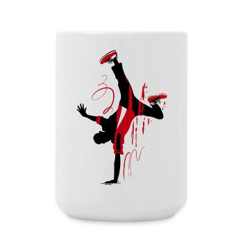Breakdancer Silhouette in Red Black, Abstract - Large Mug 440 ml - white - Front