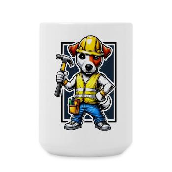 Ouvrier du bâtiment Jack Russell Terrier - Grande tasse 440 ml - blanc - Devant