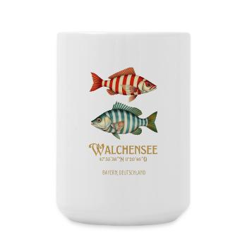 Walchensee Deutschland nautisch gestreifte fische - Große Tasse 440 ml - Weiß - Vorne