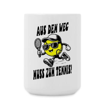 Tennis Kinder Shirt Spruch Cartoon - Große Tasse 440 ml - Weiß - Vorne