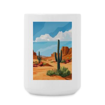 Wüstenlandschaft Illustration Poster - Große Tasse 440 ml - Weiß - Vorne