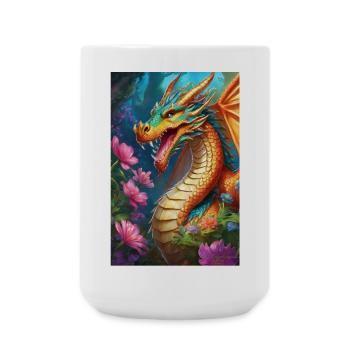 Ember Dragon in Bloom Forest - Large Mug 440 ml - white - Front