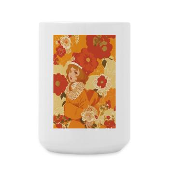 Vintage Flower Girl Design – Retro 70s 80s - Large Mug 440 ml - white - Front