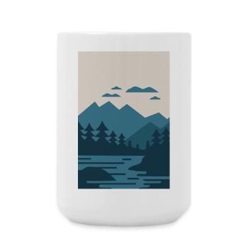 Vintage-Landschaft mit See und Bergen - Große Tasse 440 ml - Weiß - Vorne