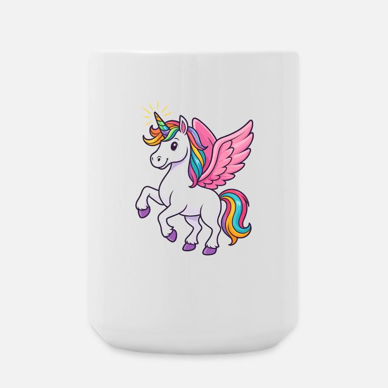Majestätisches Einhorn mit Regenbogenmähne und pin - Große Tasse 440 ml - Weiß
