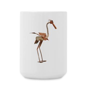 Vogel Skulptur aus Altmetall mit modernem Design - Große Tasse 440 ml - Weiß - Vorne