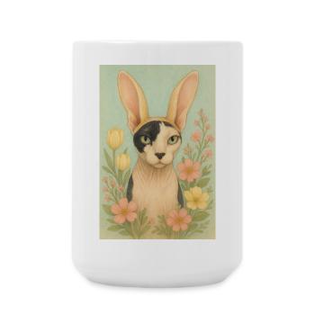 Chat Sphynx de Pâques - Grande tasse 440 ml - blanc - Devant