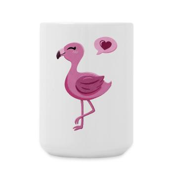 Süßer Flamingo mit Herz - Große Tasse 440 ml - Weiß - Vorne