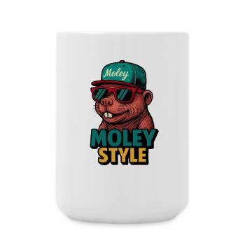 Moley Style Affe Retro Cap - Große Tasse 440 ml - Weiß - Vorne
