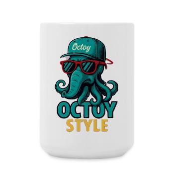 Octoy Style Oktopus Retro Cap - Große Tasse 440 ml - Weiß - Vorne