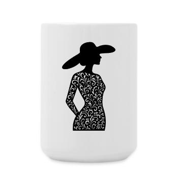 Silhouette de femme élégante avec robe ornementale - Grande tasse 440 ml - blanc - Devant