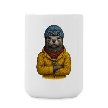 Ours de mer en moin design - Grande tasse 440 ml - blanc - Devant