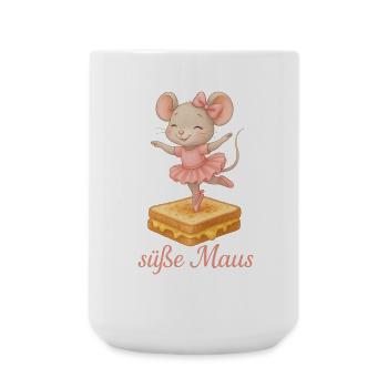Mignon ballerine souris sur sandwich au fromage - Grande tasse 440 ml - blanc - Devant
