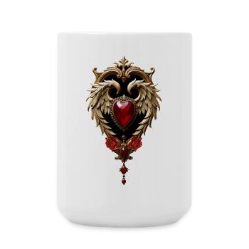 L’élégance en rouge et or - Grande tasse 440 ml - blanc - Devant