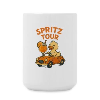 Spritz Tour mit Ente – Lustiges Sommer-Shirt für A - Große Tasse 440 ml - Weiß - Vorne
