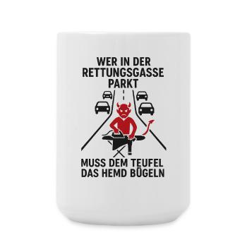 Teufel in der Rettungsgasse: Parken - Große Tasse 440 ml - Weiß - Vorne