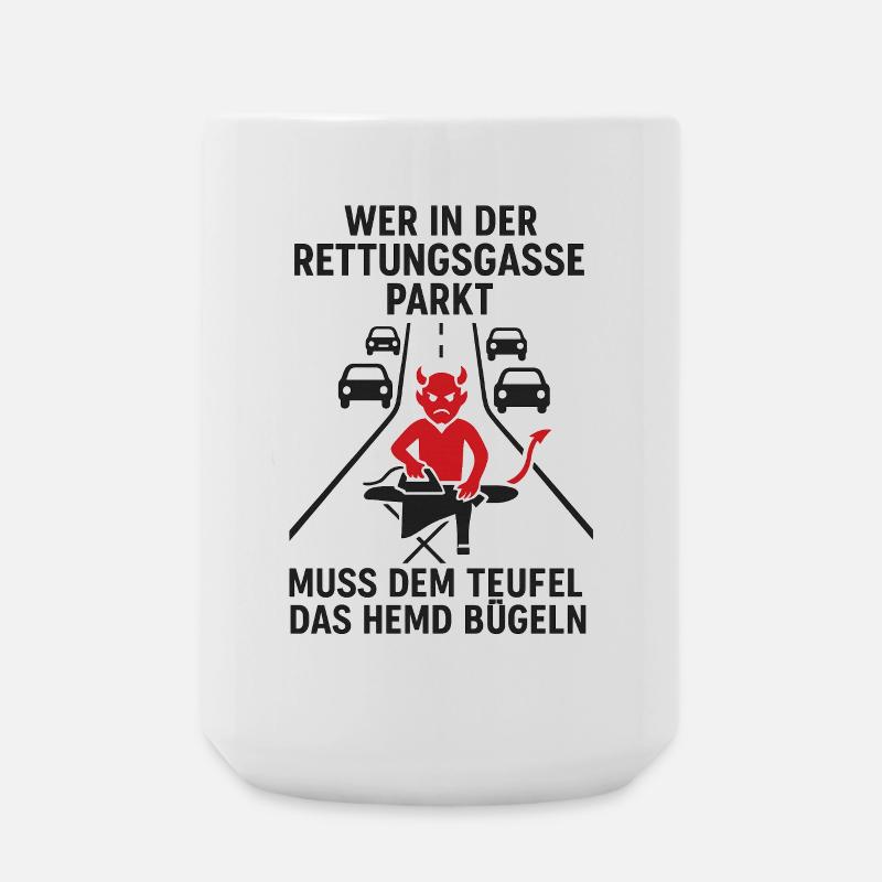 Teufel in der Rettungsgasse: Parken - Große Tasse 440 ml - Weiß
