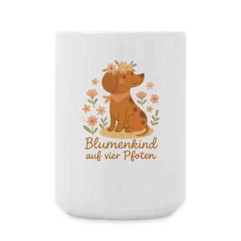 Dackel Sticker Shirt Boho Hund Blumen Geschenk - Große Tasse 440 ml - Weiß - Vorne