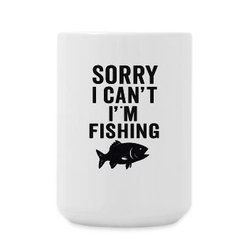 Sorry I Can't – I'm Fishing Angel Design - Large Mug 440 ml - white - Front
